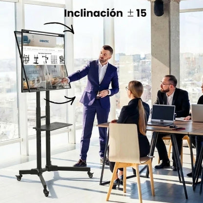 Soporte de TV tipo pedestal Dinon. Con una inclinación de +- 15