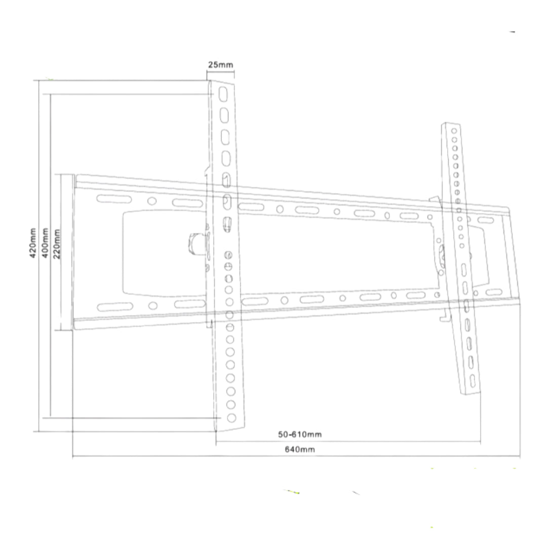 Medidas completas del soporte para TV regulable de hasta 70"