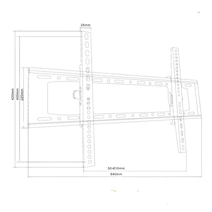 Medidas completas del soporte para TV regulable de hasta 70"