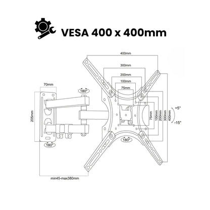 Soporte de TV de brazo extensible compatible con vesa 400x400mm