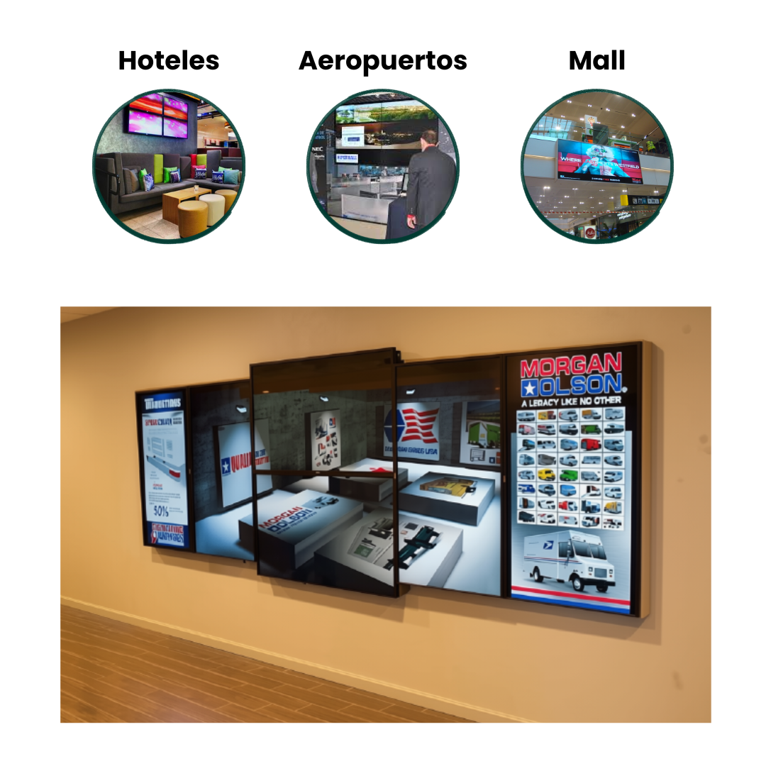 Soporte Videowall Dinon. Ideal para aeropuertos, iglesias, mall, salas de espera, hoteles, etc