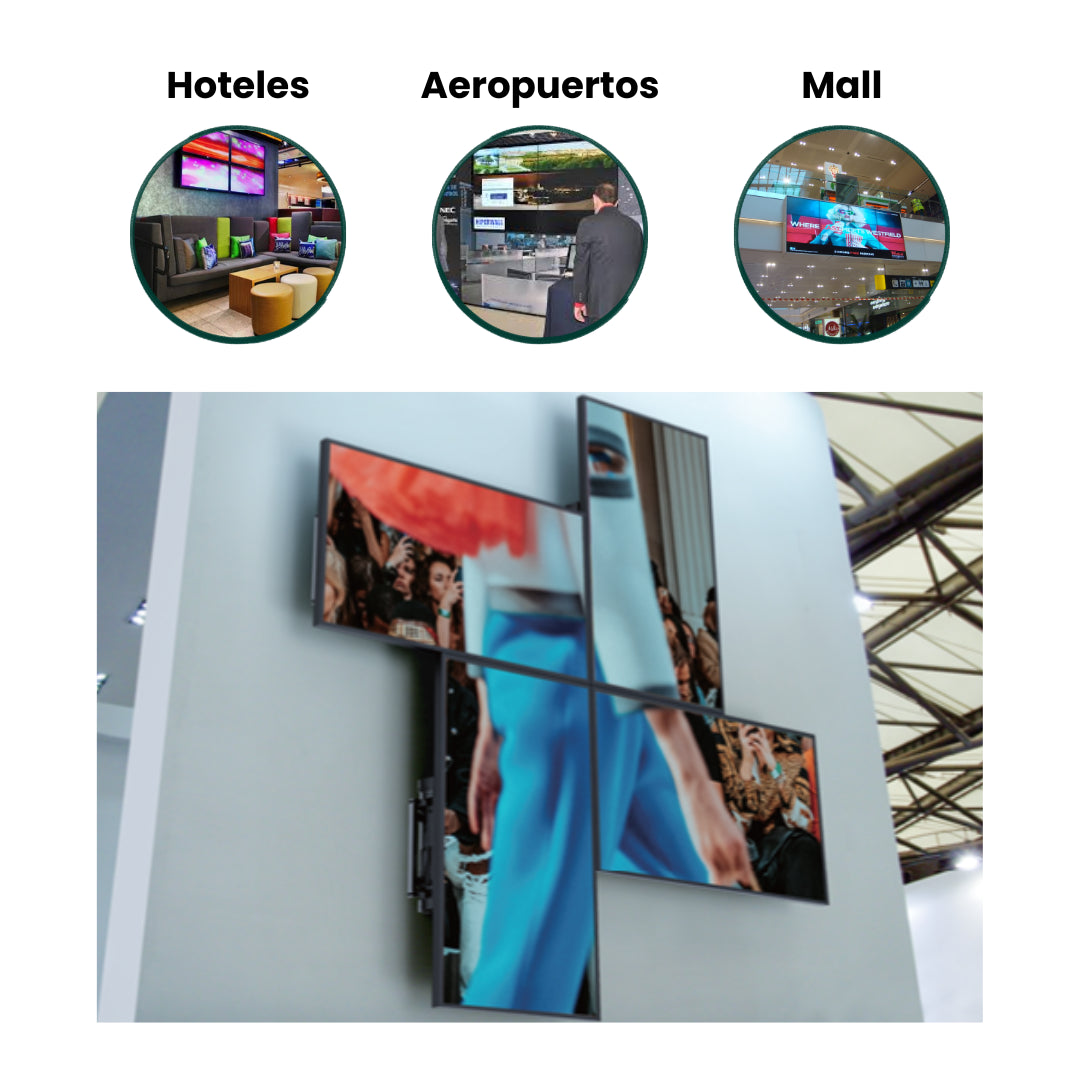 Soporte Videowall Dinon. Ideal para aeropuertos, mall, salas de espera, hoteles, etc
