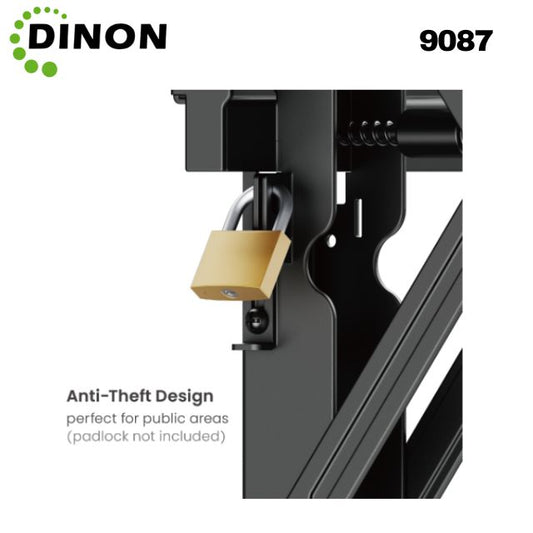 Detalle del sistema antirrobo con candado del soporte para videowall Dinon Pop-Out VESA 600x400