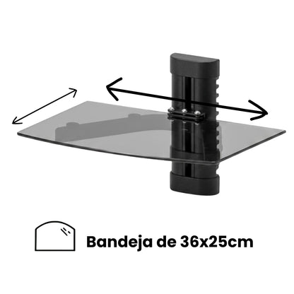 Soporte de Vidrio a Muro Dinon. Bandeja de 36x25cm