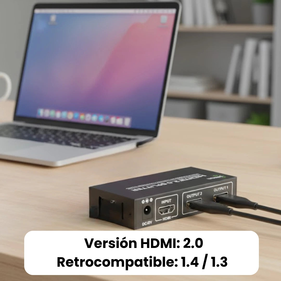 Splitter 1x2 Hdmi 2.0, Dinon, 4k0hz, retrocompatible con 1.4/1.3
