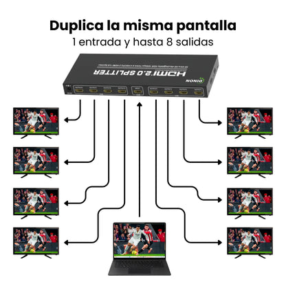 Splitter HDMI 1X8 4K60HZ Dinon, duplica la misma pantalla