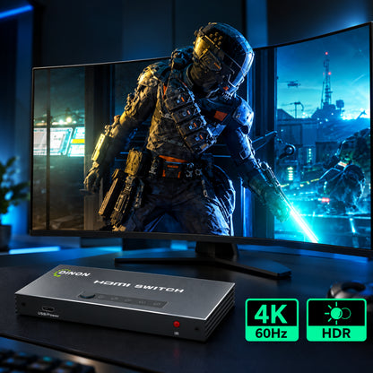 Switch HDMI 2.0 4K@60Hz 3D 4x1 Heavy Duty con Control Remoto Dinon