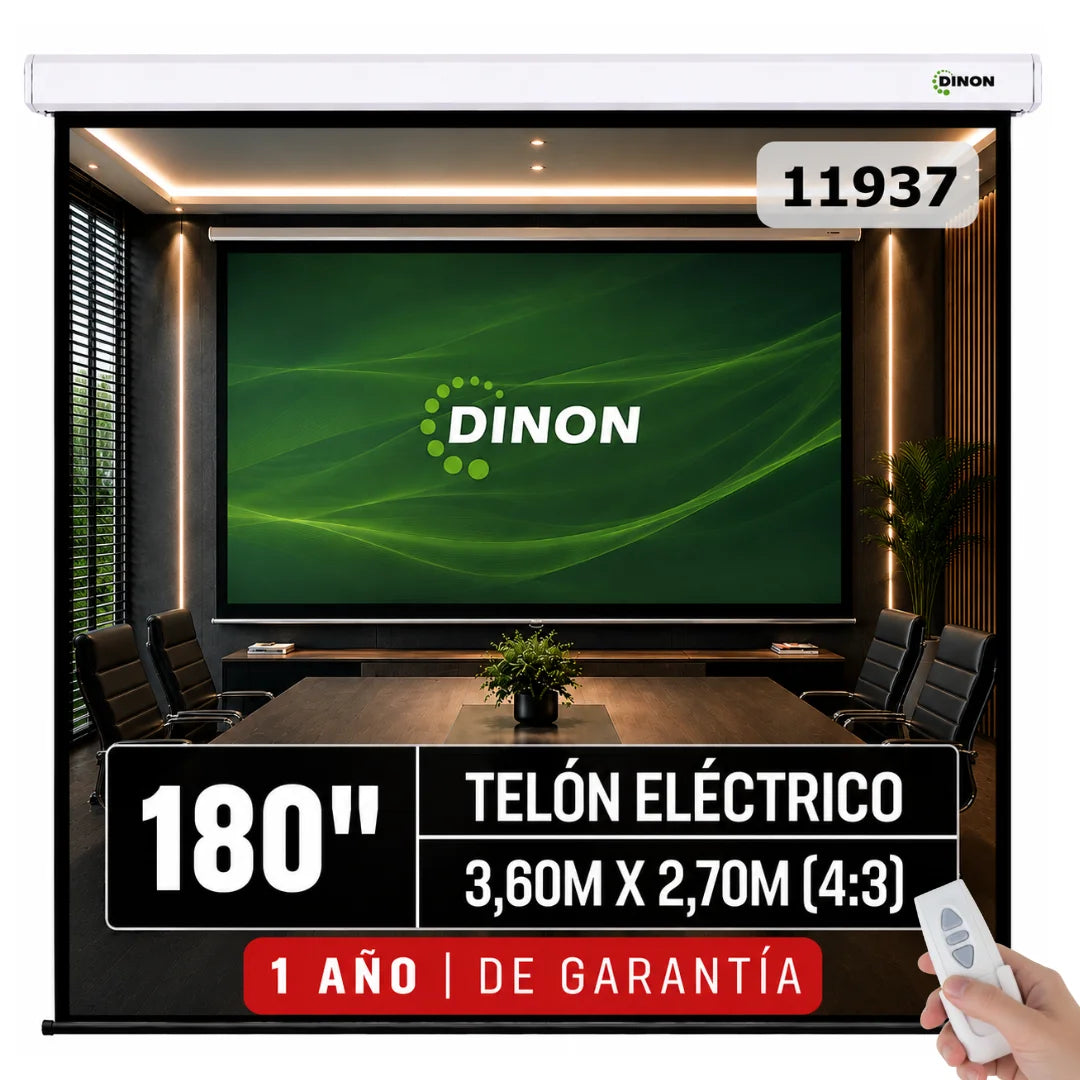 Telón eléctrico 180" dinon. Ideal para home cinema, colegio, etc
