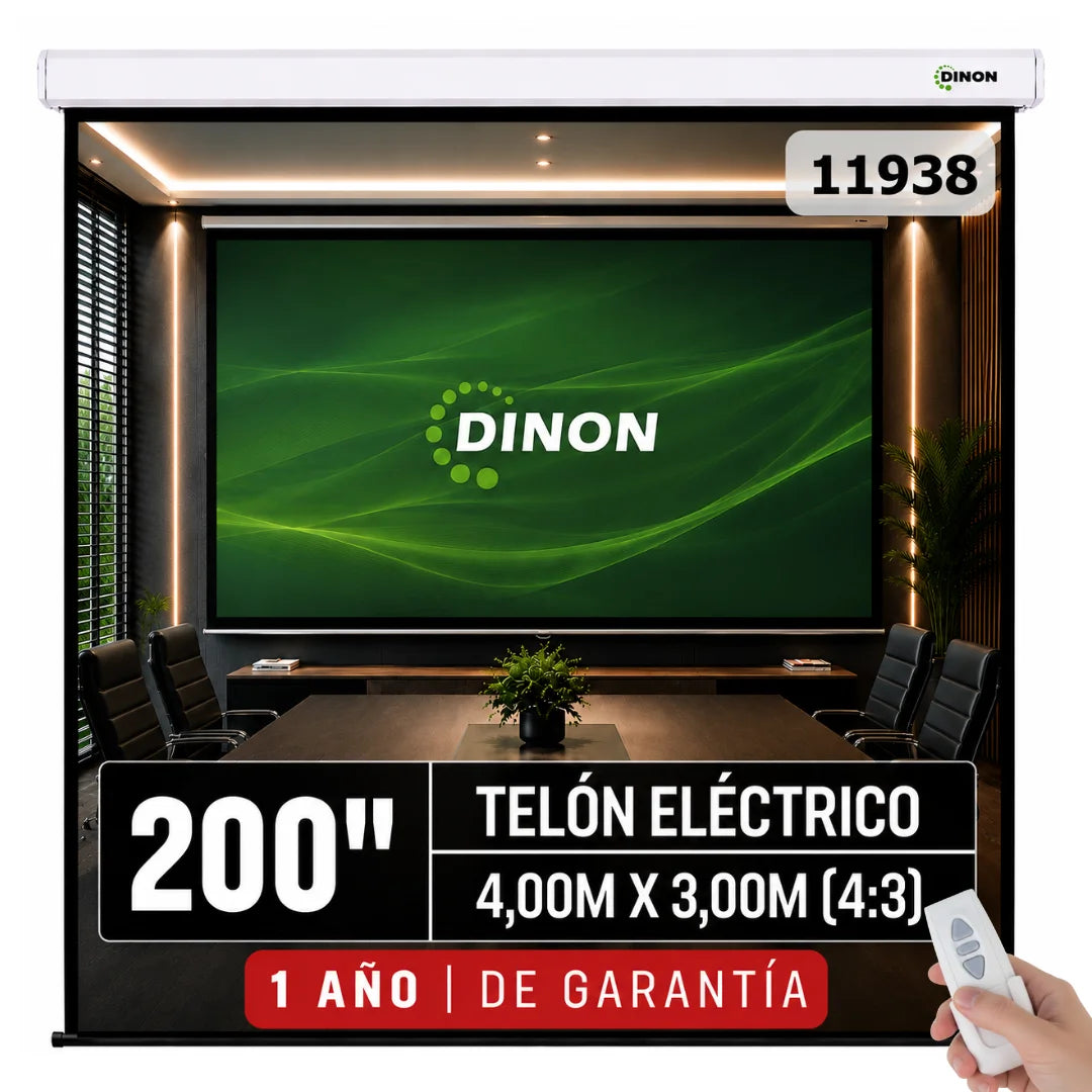 Telón eléctrico dinon, 200". Ideal para salas, auditorios, teatros, iglesias, etc