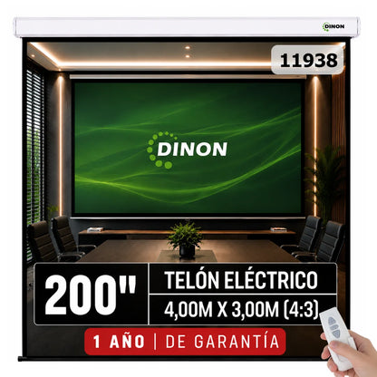 Telón eléctrico dinon, 200". Ideal para salas, auditorios, teatros, iglesias, etc