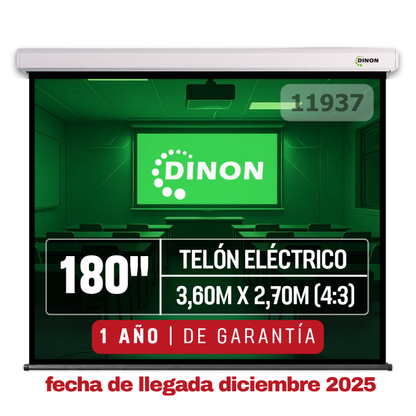 Telón eléctrico Dinon de 180 pulgadas con motor silencioso y tela blanca mate de fibra de vidrio