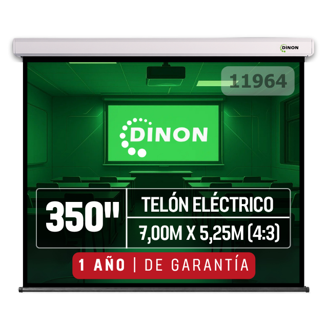 Telón eléctrico Dinon de 350 pulgadas con motor silencioso y tela blanca mate de fibra de vidrio