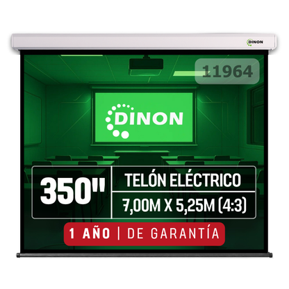 Telón eléctrico Dinon de 350 pulgadas con motor silencioso y tela blanca mate de fibra de vidrio