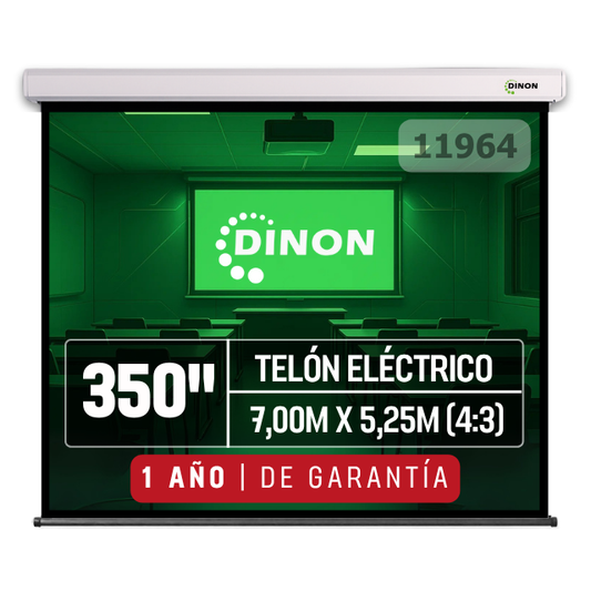 Telón eléctrico Dinon de 350 pulgadas con motor silencioso y tela blanca mate de fibra de vidrio