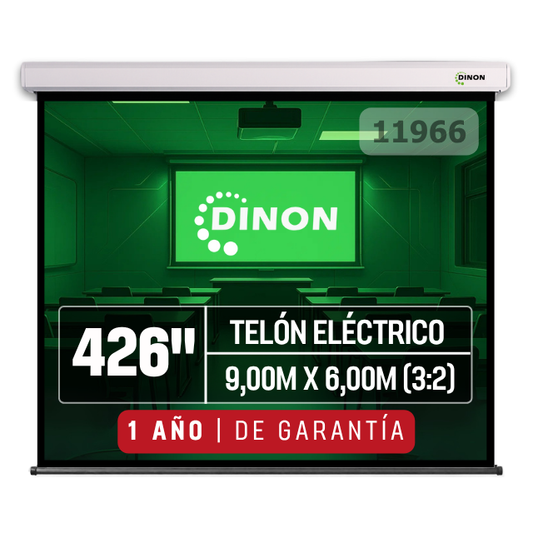 Telón eléctrico Dinon de 426 pulgadas con motor silencioso y tela blanca mate de fibra de vidrio