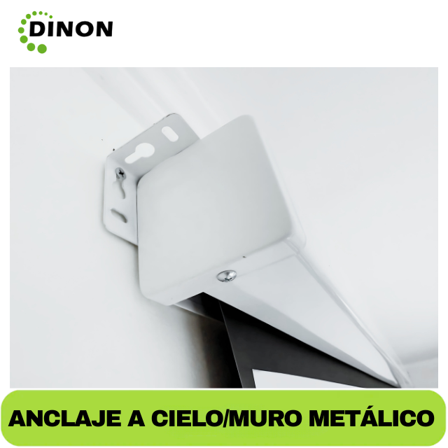 Anclaje metálico del telón eléctrico Dinon para instalación en techo o muro