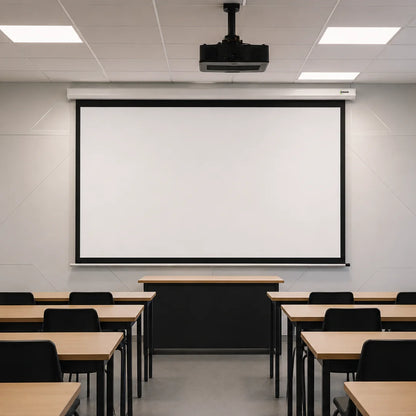 Telón eléctrico dinon, perfecto para colegios, oficina, universidad, home cinema