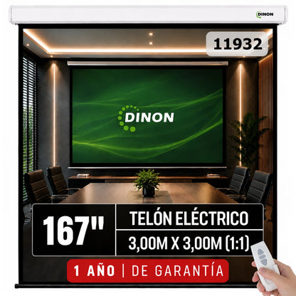 telón eléctrico dinon 167". Perfecto para colegios, iglesias, home cinema, etc
