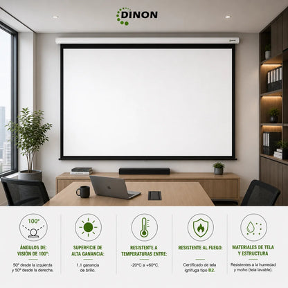 Telón eléctrico dinon, ignífugo, alta ganancia, ángulos de visión 100º