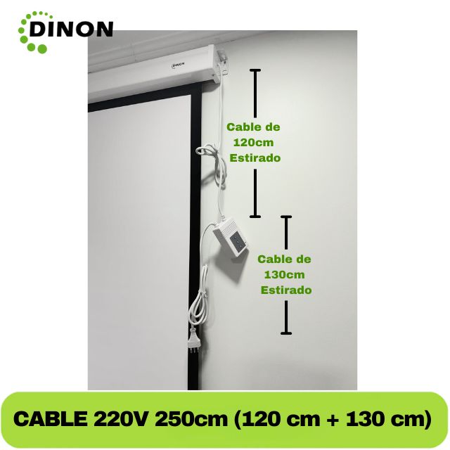 Medidas y largo de los cables del telón eléctrico Dinon para instalación eléctrica segura