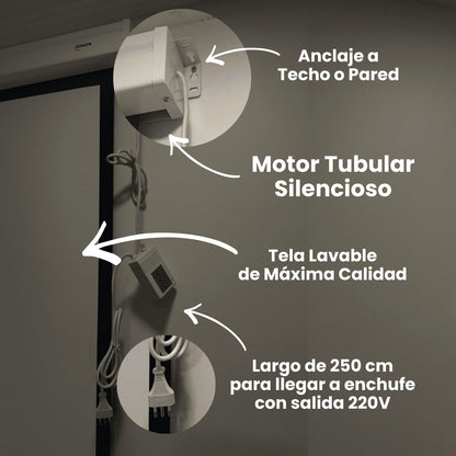Características del telón de proyección eléctrico Dinon con motor silencioso