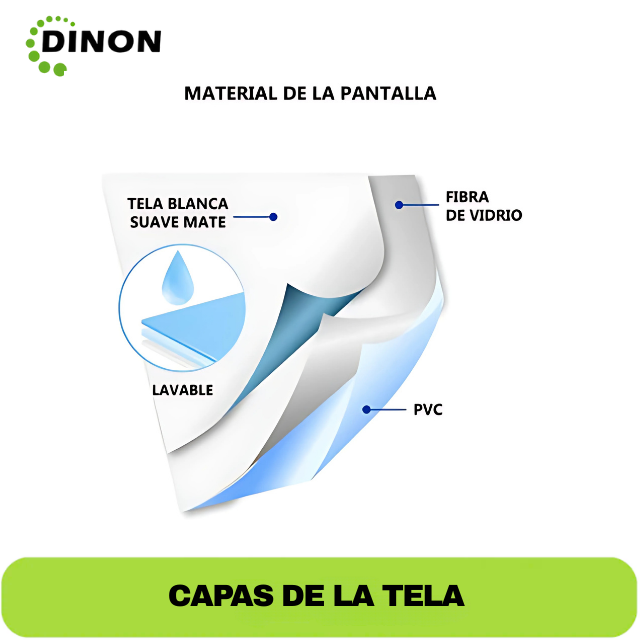 Tela blanca mate de fibra de vidrio del telón eléctrico Dinon, lavable y de alta durabilidad