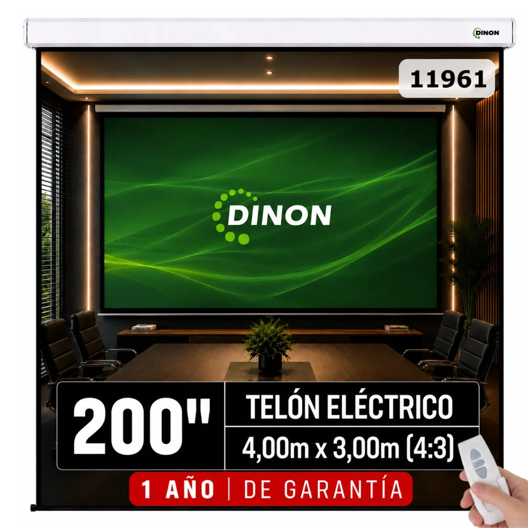 Telón eléctrico Tensionado Dinon. 200 pulgadas.