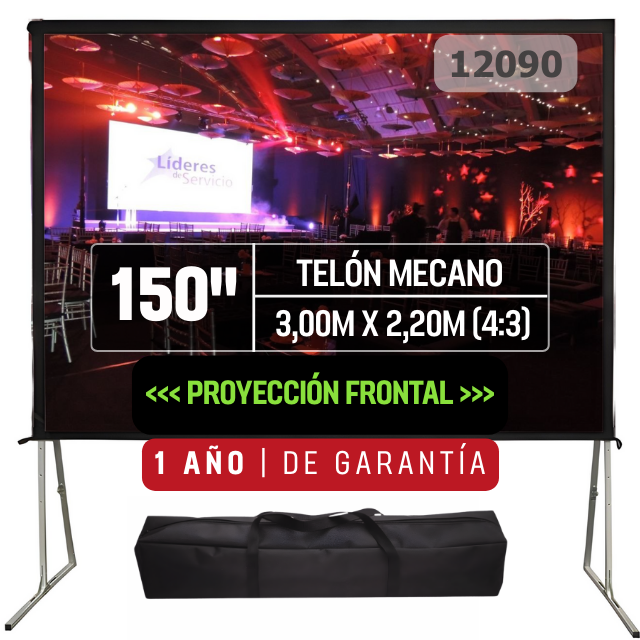 Telón mecano Dinon de 150 pulgadas con sistema de transporte fácil