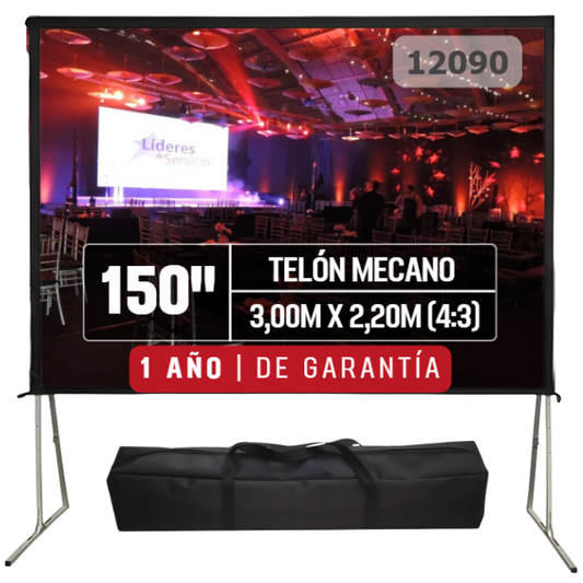 Telón mecano Dinon de 150 pulgadas con sistema de transporte fácil