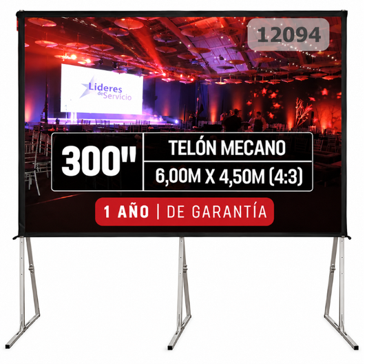 Telon Mecano Aluminio Dinon Transportable con Caja 6x4,50m (300")