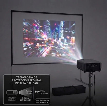 Telón mecano acero con proyección frontal Dinon. Relación 4:3