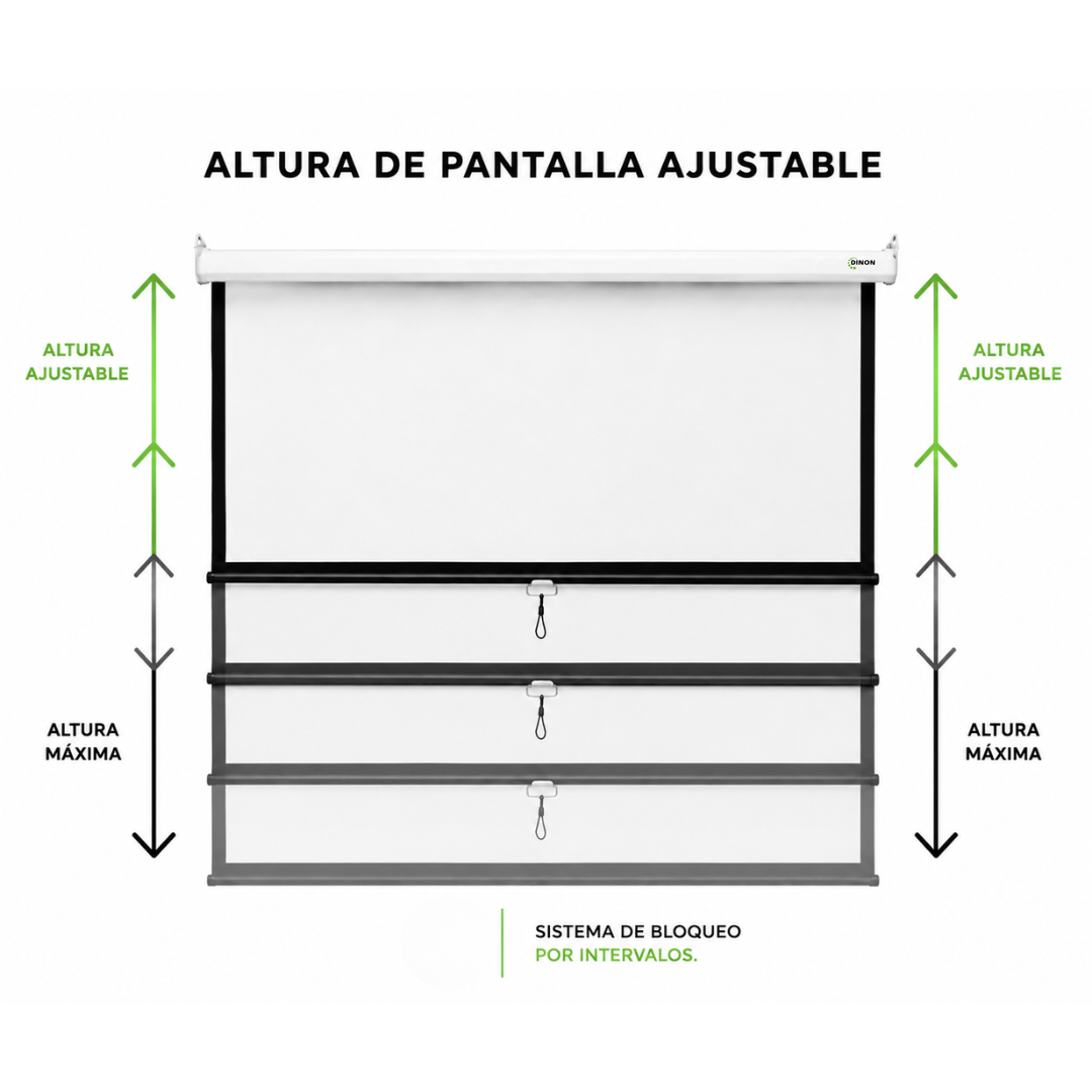 Telon mural manual con altura ajustable. sistema de bloqueo por intervalos