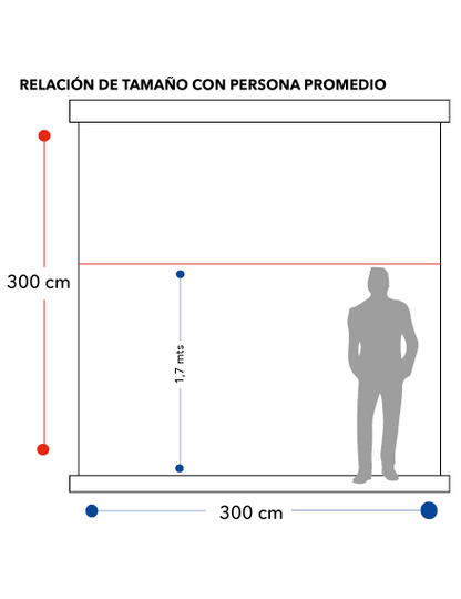 Medidas del telón mural manual Dinon de 167 pulgadas con motor silencioso SLR comparado con persona promedio