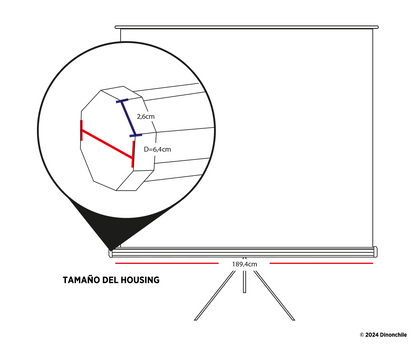 Medidas para el housing de telones trípode Dinon