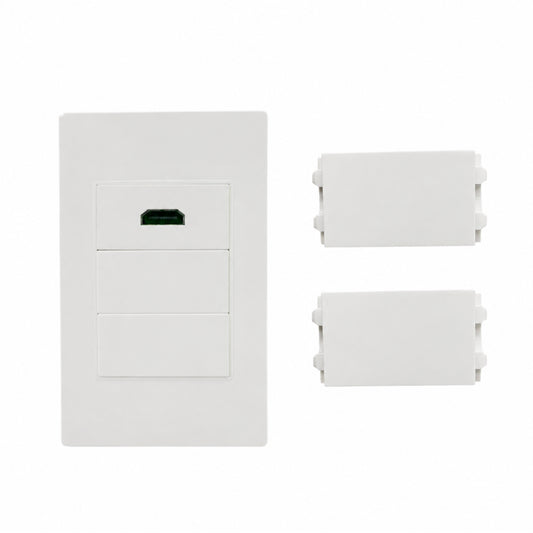 Pack Modulo Hdmi 2.0 Angulo De 90° + Wallplate (Sku 12258) + 2 Modulos Ciegos (12259)